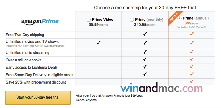 amazon-prime-monthly-options