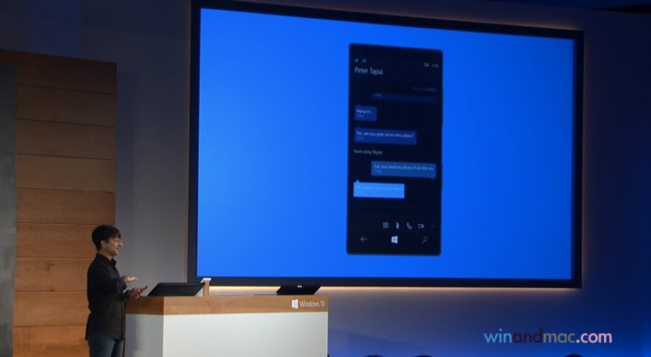 Windows 10會自動偵測目前情況，並可自動轉到Skype，方便大家通訊。