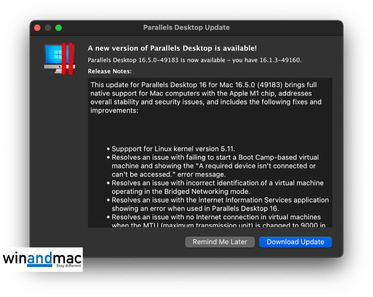 parallels for mac update c++